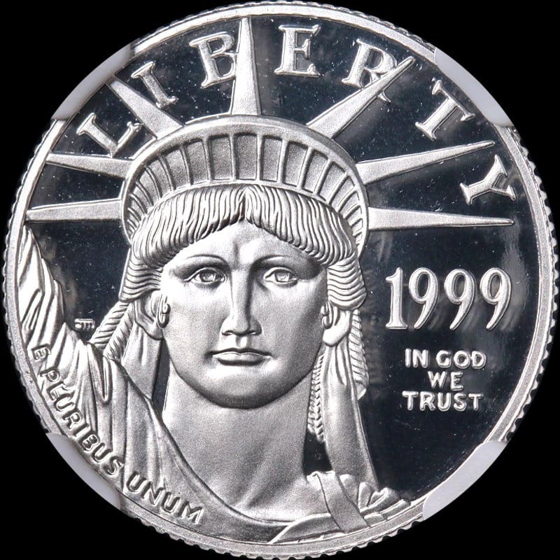 1999-W PLATINUM AMERICAN EAGLE $25: 1999-W Platinum American Eagle $25 Year: 1999 Fineness: 0.9995 Composition: Platinum Denomination: $25 Country of Origin: United States Accessories: None Accessories Notice: When purchasing