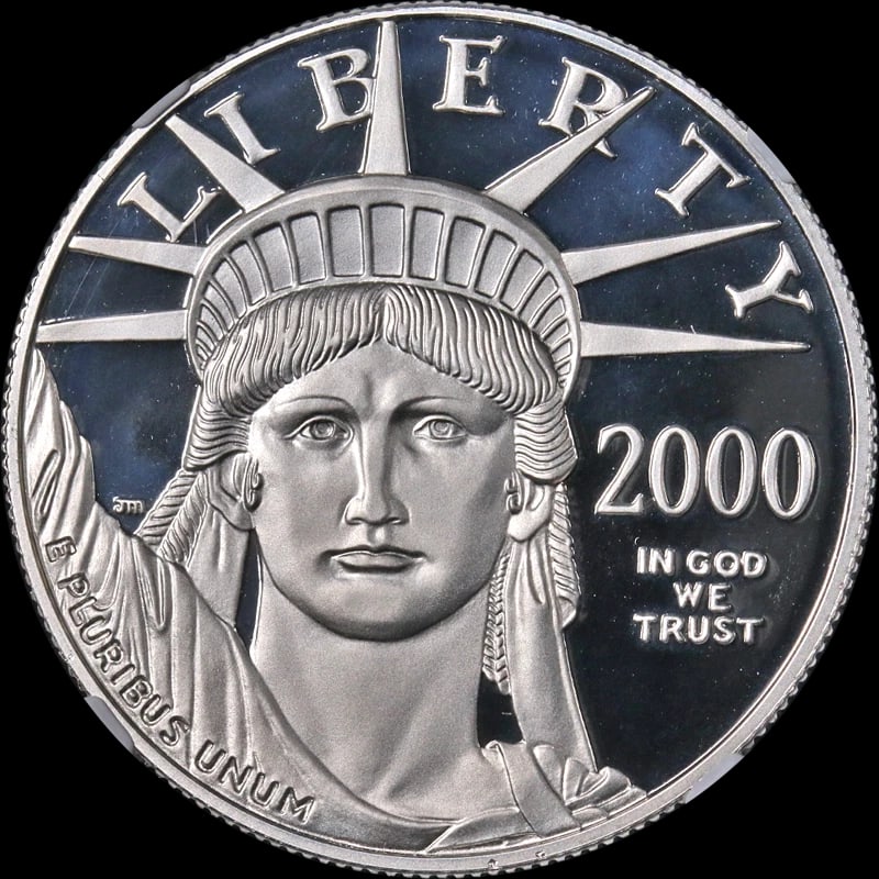 2000-W PLATINUM AMERICAN EAGLE $100: 2000-W Platinum American Eagle $100 Year: 2000 Fineness: 0.9995 Composition: Platinum Denomination: $100 Country of Origin: United States Accessories: None Accessories Notice: When purchasing