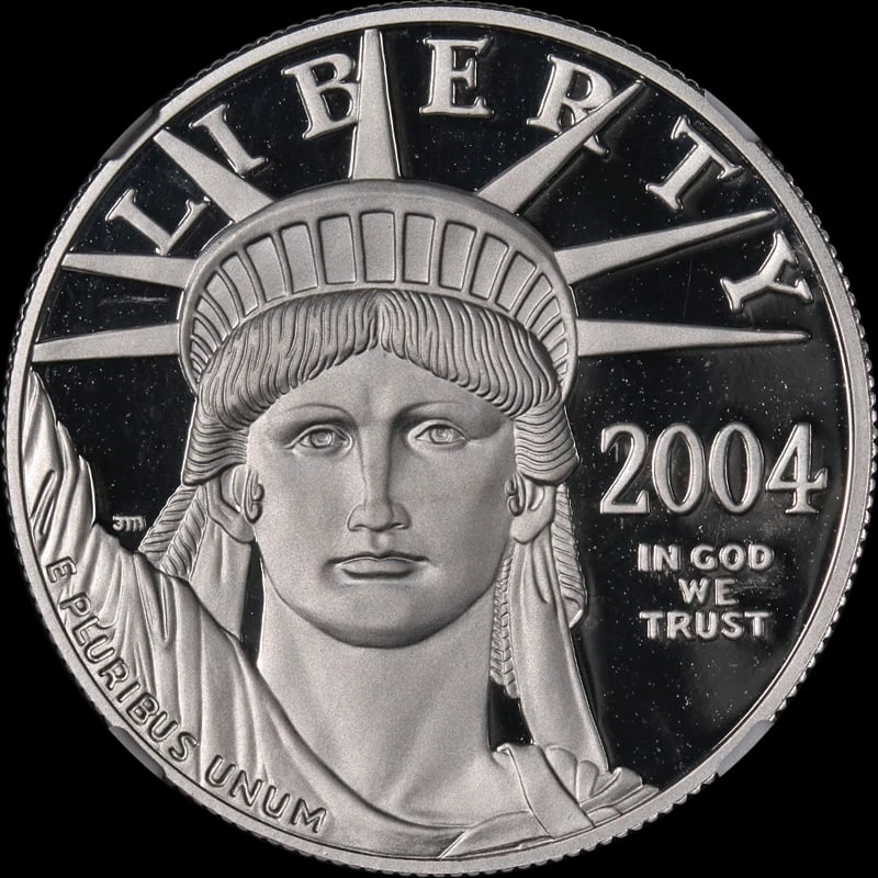 2004-W PLATINUM AMERICAN EAGLE: 2004-W Platinum American Eagle Year: 2004 Fineness: 0.9995 Composition: Platinum Denomination: $100 Country of Origin: United States Accessories: None Accessories Notice: When purchasing