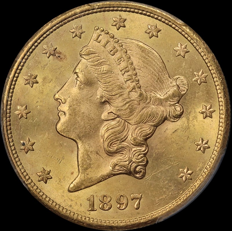 1897-S LIBERTY GOLD $20: 1897-S Liberty Gold $20 Year: 1897 Fineness: 0.9 Composition: Gold Denomination: $20 Country of Origin: United States Accessories: None Accessories Notice: When purchasing pre-owned goods,