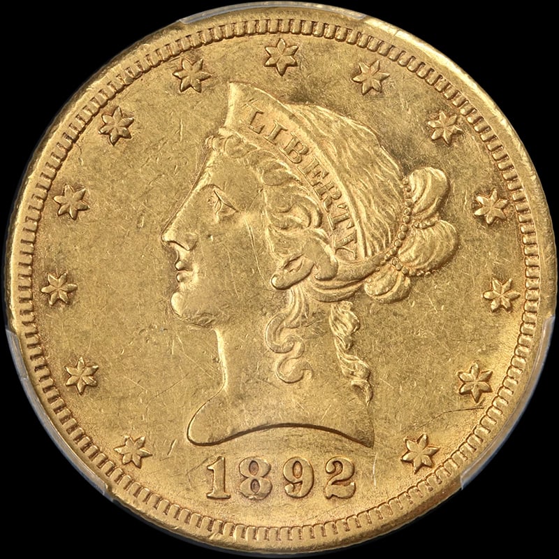 1892-CC LIBERTY GOLD $10: 1892-CC Liberty Gold $10 Year: 1892 Fineness: 0.9 Composition: Gold Denomination: $10 Country of Origin: United States Accessories: None Accessories Notice: When purchasing pre-owned goods,