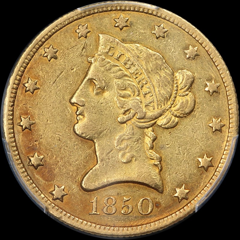 1850-P LIBERTY GOLD $10: 1850-P Liberty Gold $10 Year: 1850 Fineness: 0.9 Composition: Gold Denomination: $10 Country of Origin: United States Accessories: None Accessories Notice: When purchasing pre-owned goods,