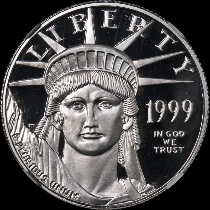 1999-W PLATINUM AMERICAN EAGLE $50: 1999-W Platinum American Eagle $50 Year: 1999 Fineness: 0.9995 Composition: Platinum Denomination: $50 Country of Origin: United States Accessories: None Accessories Notice: When purchasing