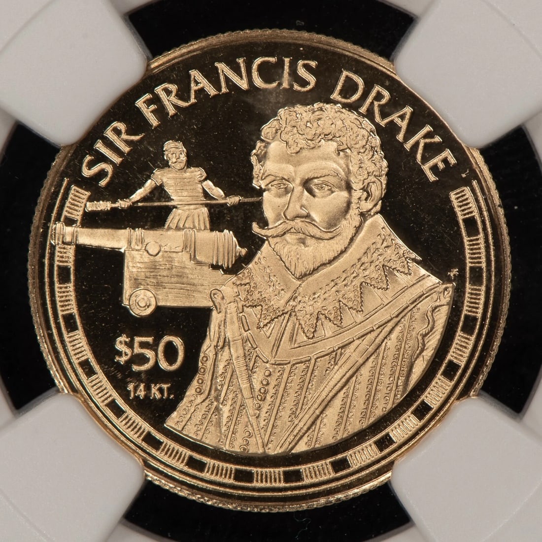 1997 COOK ISLANDS GOLD COIN - SIR FRANCIS DRAKE: 1997 Cook Islands Gold Coin - Sir Francis Drake Brand/Mint: None Year: 1997 Fineness: 0.5833 Composition: Gold Coin: Cook Islands Denomination: None Country of Origin: Cook Islands