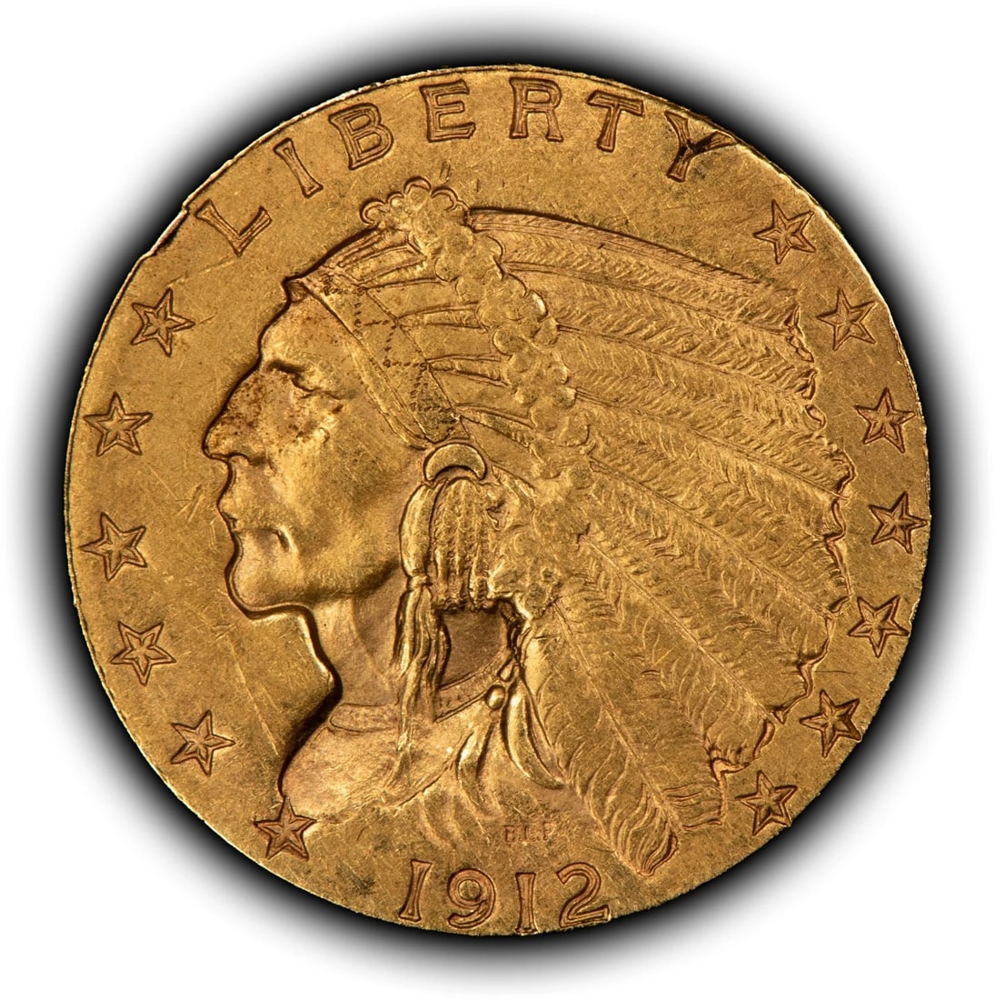 1912 G$2.50 INDIAN HEAD GOLD QUARTER EAGLE: 1912 G$2.50 Indian Head Gold Quarter Eagle Brand/Mint: U.S. Mint Year: 1912 Fineness: 0.9 Composition: Gold Coin: US Pre-1933 Gold Bullion Denomination: $2.50 Country of Origin: United St