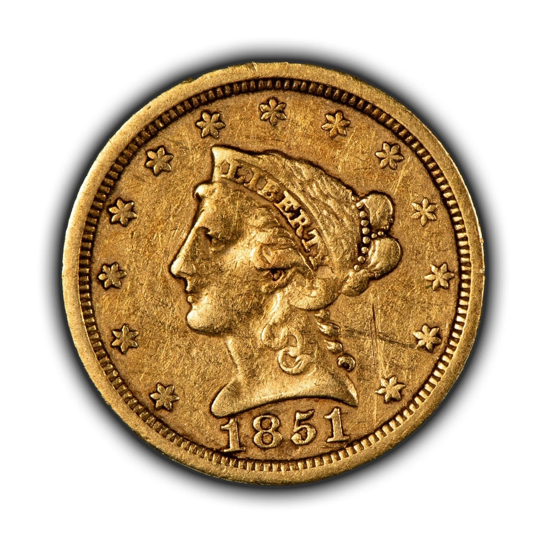 1851-O G$2.50 LIBERTY HEAD GOLD QUARTER EAGLE (1 of 4)