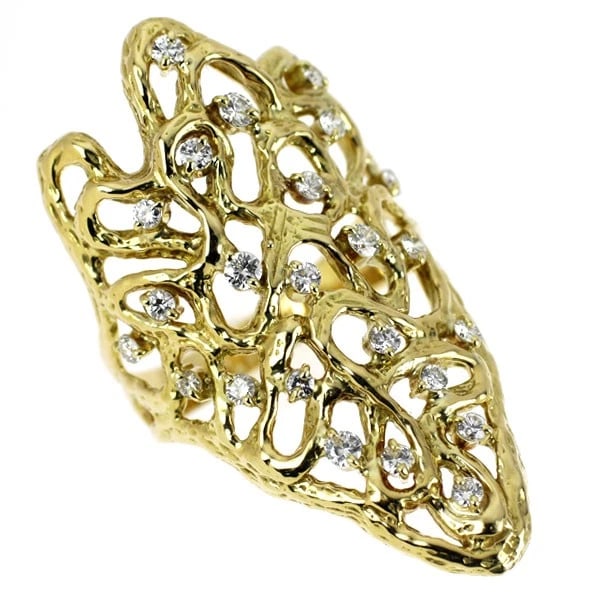 K18YG DIAMOND RING: K18YG diamond ring Brand: None Type: Ring Material: Metal Purity K18 Metal Gold Main Stone/Creation Natural Color: None Size: 7.75 - 8 US Accessories: None Accessories Notice: When purchas