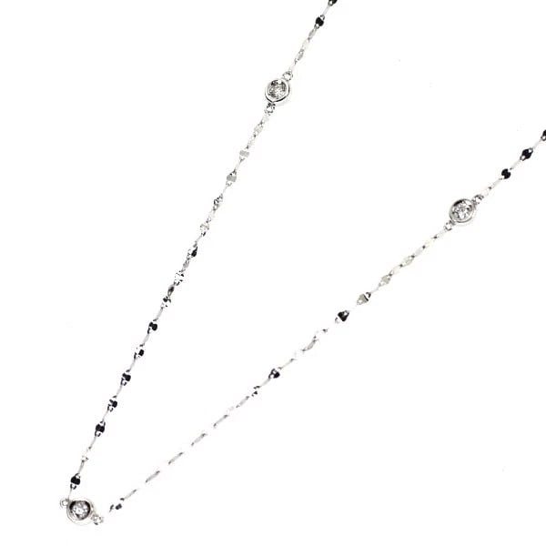 K18WG DIAMOND STATION NECKLACE: K18WG DIAMOND STATION NECKLACE Brand: None Type: Necklaces Material: Metal Purity K18 Metal Gold Main Stone/Creation Natural Color: White Gold Size: Necklace: Chain Length 59?73 Accessories: