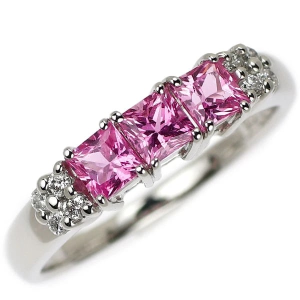 PT900 PINK SAPPHIRE DIAMOND RING: Pt900 pink sapphire diamond ring Brand: None Type: ring Material: Pt900 Color: Pt Size: 6.75 - 7 Accessories: None Accessories Notice: When purchasing pre-owned goods, please refer to the