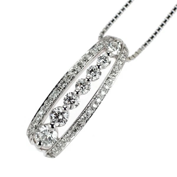K18WG DIAMOND PENDANT NECKLACE: K18WG Diamond Pendant Necklace Brand: None Type: Pendant Necklace Material: Metal Purity K18 Metal Gold Main Stone/Creation Natural Color: None Size: Necklace: Chain Length ?45 Accessories: