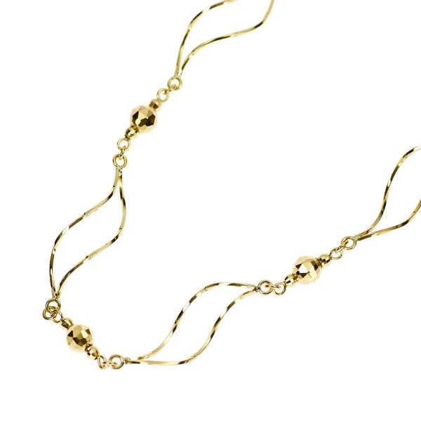 K18YG DESIGN NECKLACE: K18YG design necklace Brand: None Type: Necklaces Material: Metal Purity K18 Metal Gold Main Stone/Creation None Color: None Size: Necklace: Chain Length 80 Accessories: None Accessories