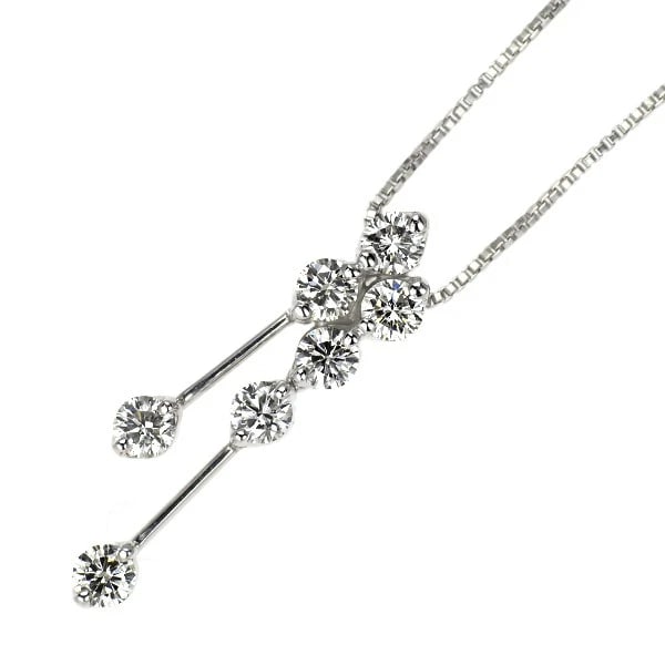 K18WG DIAMOND PENDANT NECKLACE: K18WG diamond pendant necklace Brand: None Type: Pendant Necklace Material: Metal Purity K18 Metal Gold Main Stone/Creation Natural Color: White Gold Size: Necklace: Chain Length ?46