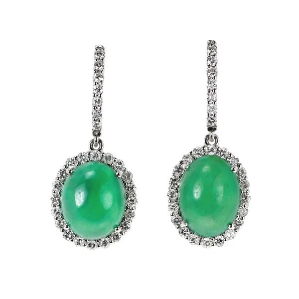 K18WG JADE DIAMOND EARRINGS: K18WG Jade Diamond Earrings Brand: None Type: piercing Material: Metal Purity K18 Metal Gold Main Stone/Creation jade/jade Color: White Gold Size: None Accessories: None Accessories Notice: