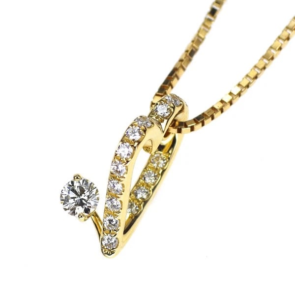 K18YG HEART DIAMOND PENDANT NECKLACE: K18YG heart diamond pendant necklace Brand: None Type: Pendant Necklace Material: Metal Purity K18 Metal Gold Main Stone/Creation Natural Color: None Size: Necklace: Chain Length ?45 