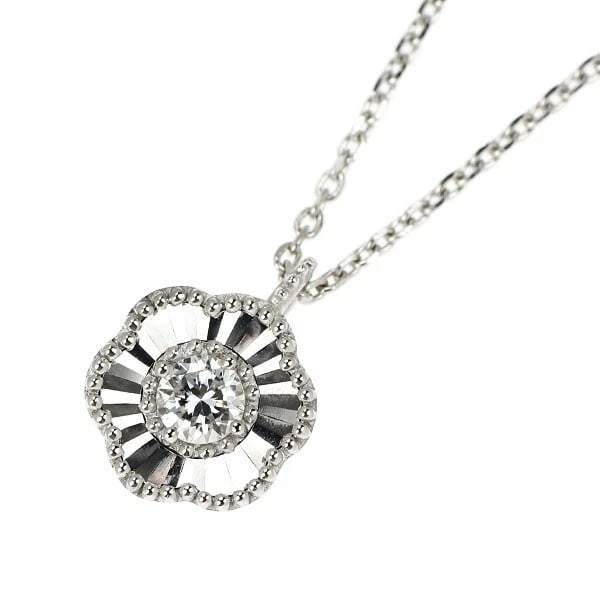 K18WG DIAMOND PENDANT NECKLACE: K18WG DIAMOND PENDANT NECKLACE Brand: None Type: Pendant Necklace Material: Metal Purity K18 Metal Gold Main Stone/Creation Natural Color: White Gold Size: Necklace: Chain Length ?45