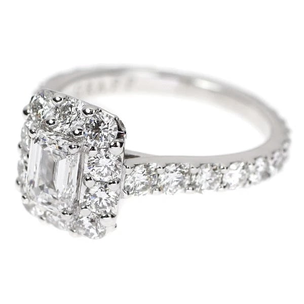 GRAFF K18WG EMERALD CUT DIAMOND RING - 2