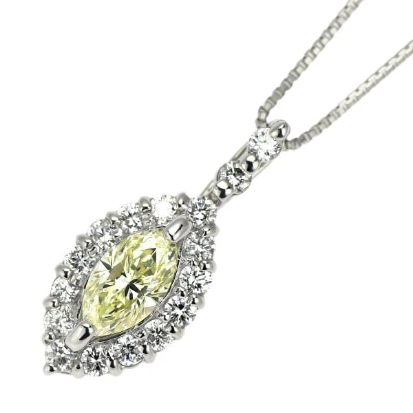 PT900/ PT850 MARQUISE DIAMOND PENDANT NECKLACE: Pt900/ Pt850 marquise diamond pendant necklace Brand: None Type: Pendant Necklace Material: Metal Purity 850 Metal Platinum Main Stone/Creation Natural Color: Platinum Size: Necklace: Chain