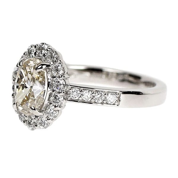 PT950 LDH OVAL CUT DIAMOND RING - 2