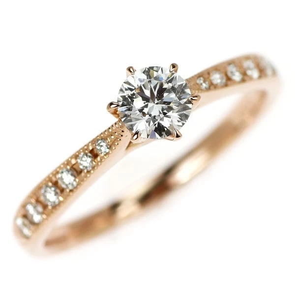 K18PG DIAMOND RING: K18PG Diamond Ring Brand: None Type: Ring Material: Metal Purity K18 Metal Gold Main Stone/Creation Natural Color: Pink Gold Size: 5.5 - 5.75 US Accessories: None Accessories Notice: When