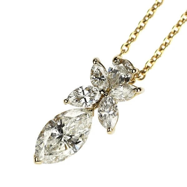 HEIWADO TRADING K18YG MARQUISE DIAMOND PENDANT NECKLACE: Heiwado Trading K18YG Marquise Diamond Pendant Necklace Brand: Heiwado Trading Type: Pendant Necklace Material: Metal Purity K18 Metal Gold Main Stone/Creation Natural Color: None Size: