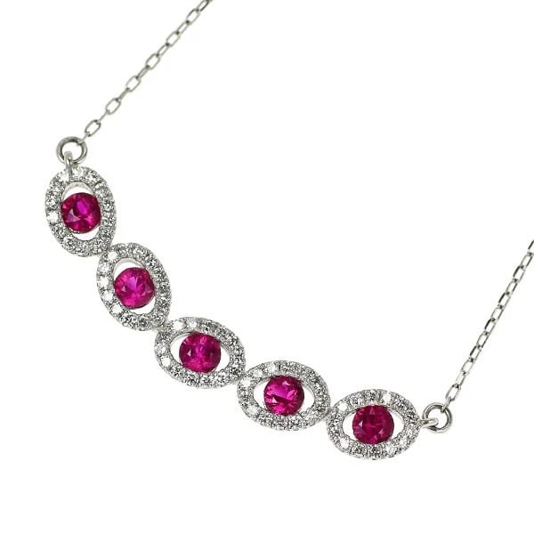 PT900/ PT850 RUBY DIAMOND PENDANT NECKLACE: Pt900/ Pt850 Ruby Diamond Pendant Necklace Brand: None Type: pendant necklace Material: Pt900/ Pt850 Color: Pt Size: Necklace: Chain Length ?48 Length/Width/Diameter4.4 Width/Thickness29.4 
