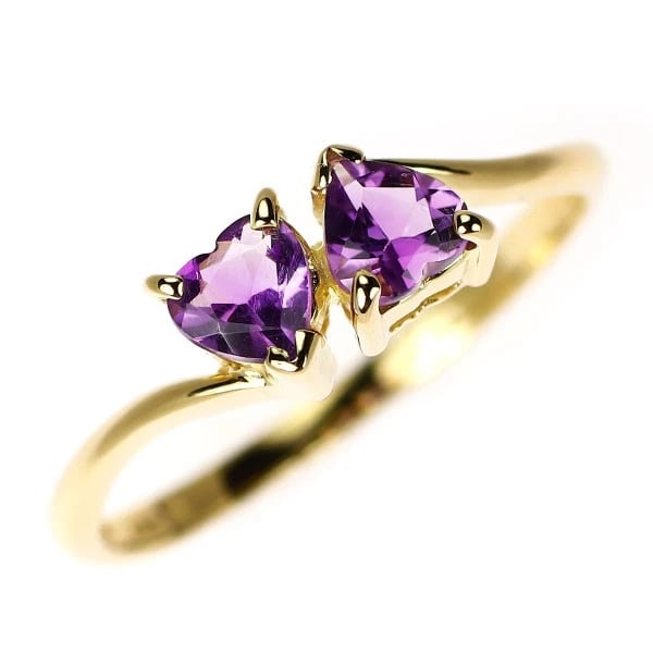 K18YG HEART SHAPE AMETHYST RING (1 of 2)