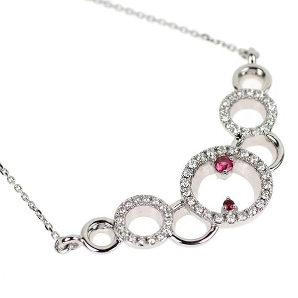 K18WG RUBY DIAMOND PENDANT NECKLACE - 2