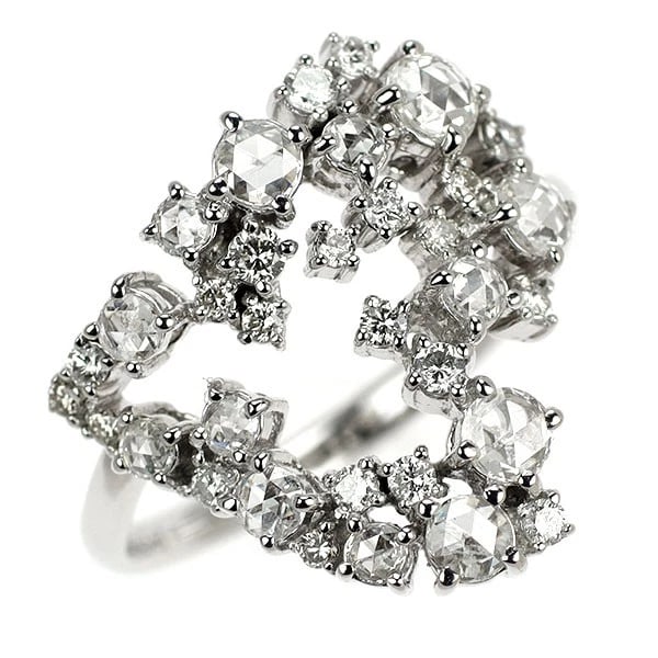 K18WG ROSE CUT/ROUND BRILLIANT CUT DIAMOND RING: K18WG Rose Cut/Round Brilliant Cut Diamond Ring Brand: None Type: rings Material: K18WG Color: WG Size: 7.25 US Accessories: None Accessories Notice: When purchasing pre-owned goods, please