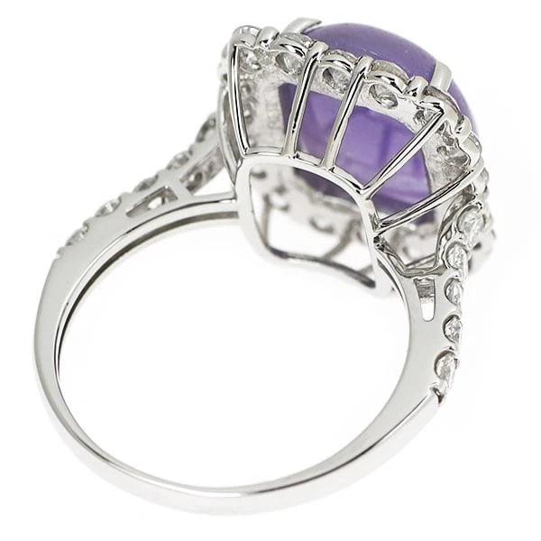 PT950 LAVENDER JADE DIAMOND RING - 3