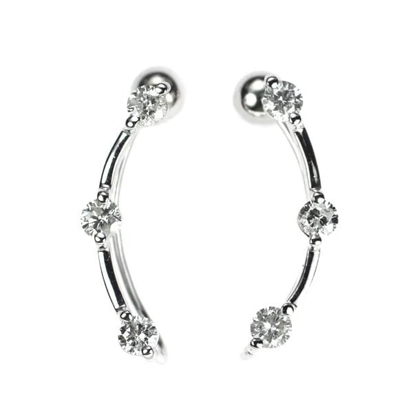 K18WG DIAMOND EARRING/ EAR CUFF: K18WG diamond earring/ ear cuff Brand: None Type: earring Material: K18WG Color: WG Size: Length/Width/Diameter19.5 Width/Thickness6.0 Accessories: None Accessories Notice: When purchasing