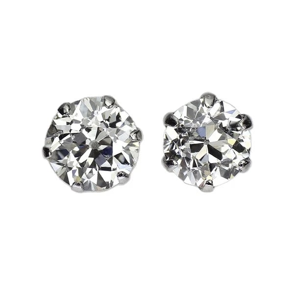 PT900 OLD EUROPEAN CUT DIAMOND EARRINGS: Pt900 Old European Cut Diamond Earrings Brand: None Type: piercing Material: Metal Purity None Metal Pt900 Main Stone/Creation Natural Color: None Size: Length/Width/Diameter4.4 Accessories: