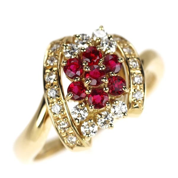 PAULA K18YG RUBY DIAMOND RING: Paula K18YG Ruby Diamond Ring Brand: None Type: rings Material: K18YG Color: YG Size: 7.5 US Accessories: None Accessories Notice: When purchasing pre-owned goods, please refer to the photos