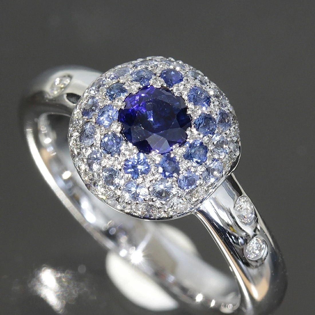 CHANEL SAPPHIRE AND DIAMOND WHITE GOLD 18K RING: CHANEL Sapphire and Diamond White Gold 18K Ring Brand: CHANEL Type: Ring Material: K18 white gold Main Stone/Creation Sapphire Natural Color: White Gold Size: 4.5-5 US Accessories: None Ac