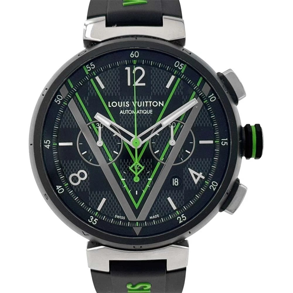 LOUIS VUITTON WATCH: LOUIS VUITTON Watch Brand: LOUIS VUITTON Type: Wristwatch Material: Band MaterialN/A, Band MaterialN/A, Case MaterialCase MaterialN/A Color: black Size: Wrist SizeNA, Case Size46mm 