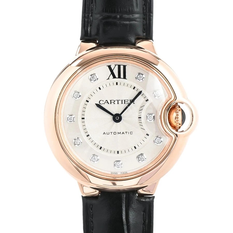 CARTIER BALLON BLEU SILVER WATCH: CARTIER Ballon Bleu Silver Watch Brand: CARTIER Type: Wristwatch Material: Band MaterialPink Gold/Leather Strap, Band MaterialPink Gold/Leather Strap, Case MaterialCase MaterialN/A Color: