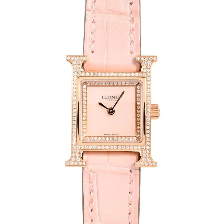 HERMES WATCH PINK WATCH: HERMES Watch Pink Watch Brand: HERMES Type: Wristwatch Material: Band MaterialPink Gold/Leather Strap, Band MaterialPink Gold/Leather Strap, Case MaterialCase MaterialN/A Color: pink Size: