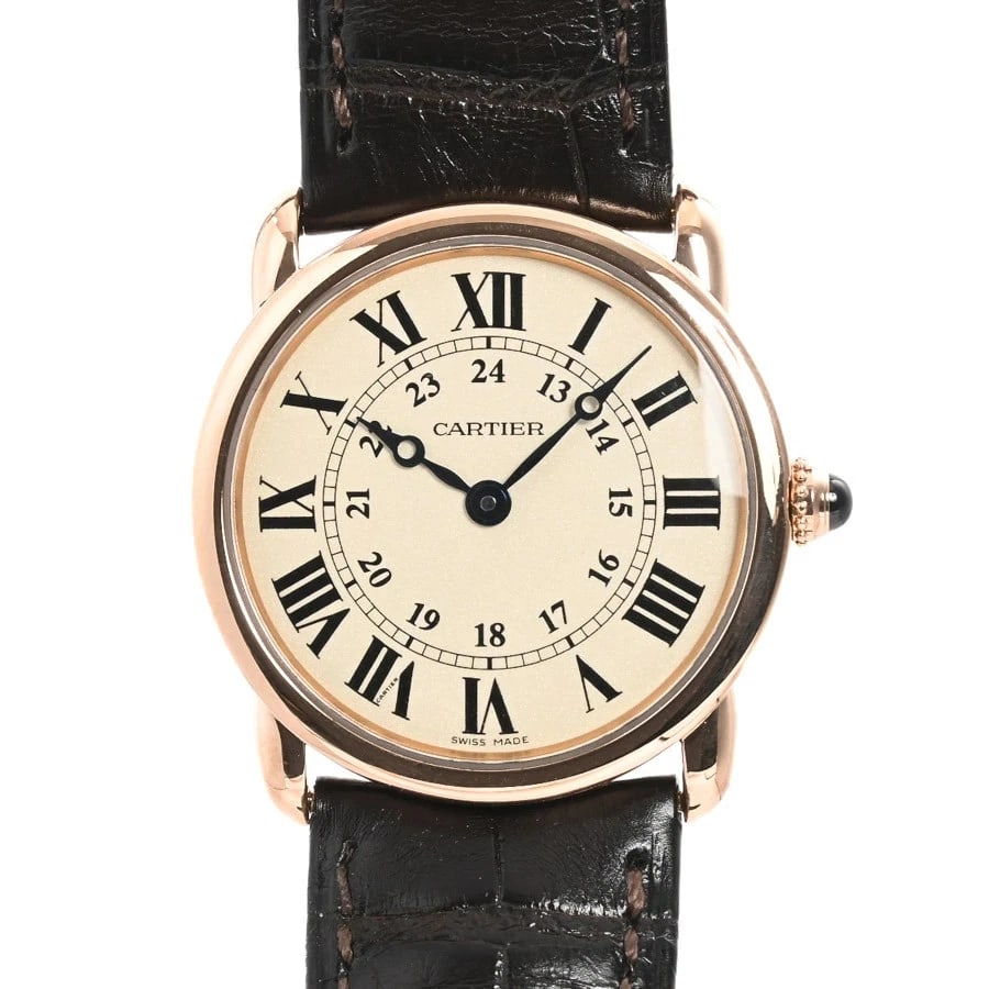 CARTIER RONDELOY IVORY WATCH: CARTIER Rondeloy Ivory Watch Brand: CARTIER Type: Wristwatch Material: Band MaterialPink Gold/Leather Strap, Band MaterialPink Gold/Leather Strap, Case MaterialCase MaterialN/A Color: ivory 
