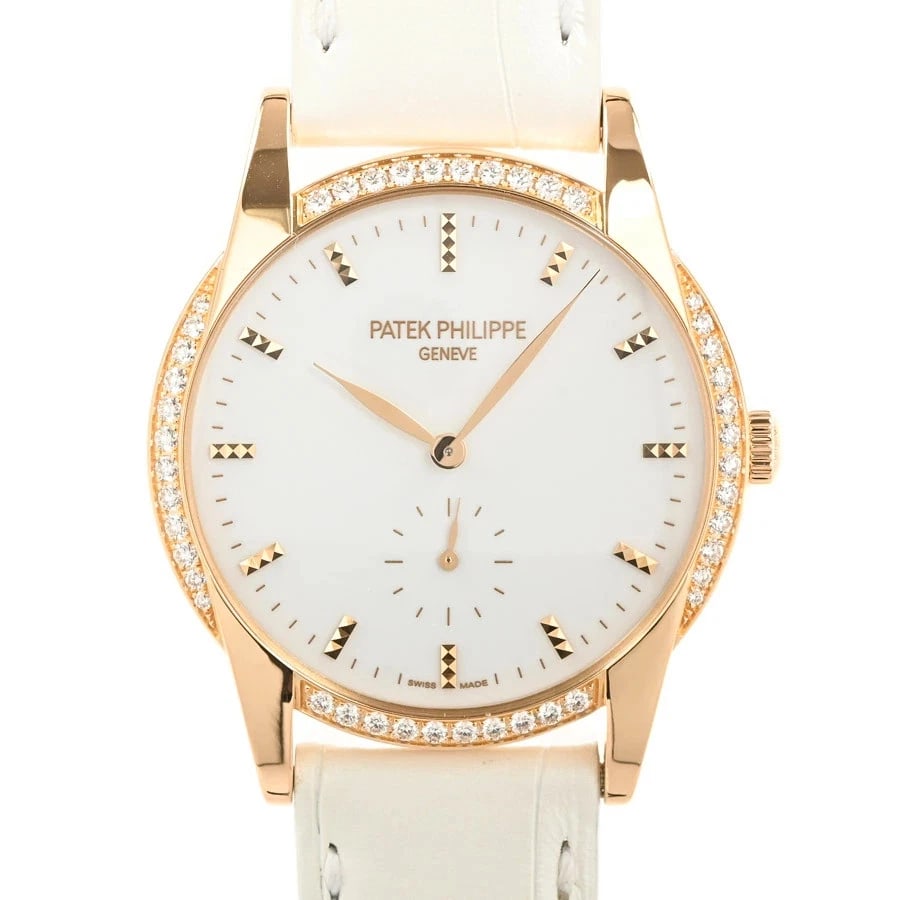PATEK PHILIPPE CALATRAVA WHITE WATCH: PATEK PHILIPPE Calatrava White Watch Brand: PATEK PHILIPPE Type: Wristwatch Material: Band MaterialPink Gold/Leather Strap, Band MaterialPink Gold/Leather Strap, Case MaterialCase MaterialN/A 