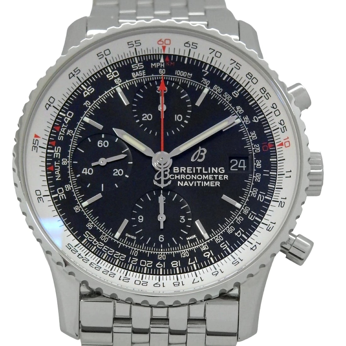 BREITLING NAVITIMER CHRONOGRAPH WATCH: BREITLING Navitimer Chronograph Watch Brand: BREITLING Type: Wristwatch Material: Band MaterialSs, Band MaterialSs, Case MaterialCase MaterialN/A Color: none Size: Wrist Size20.5cm, Case