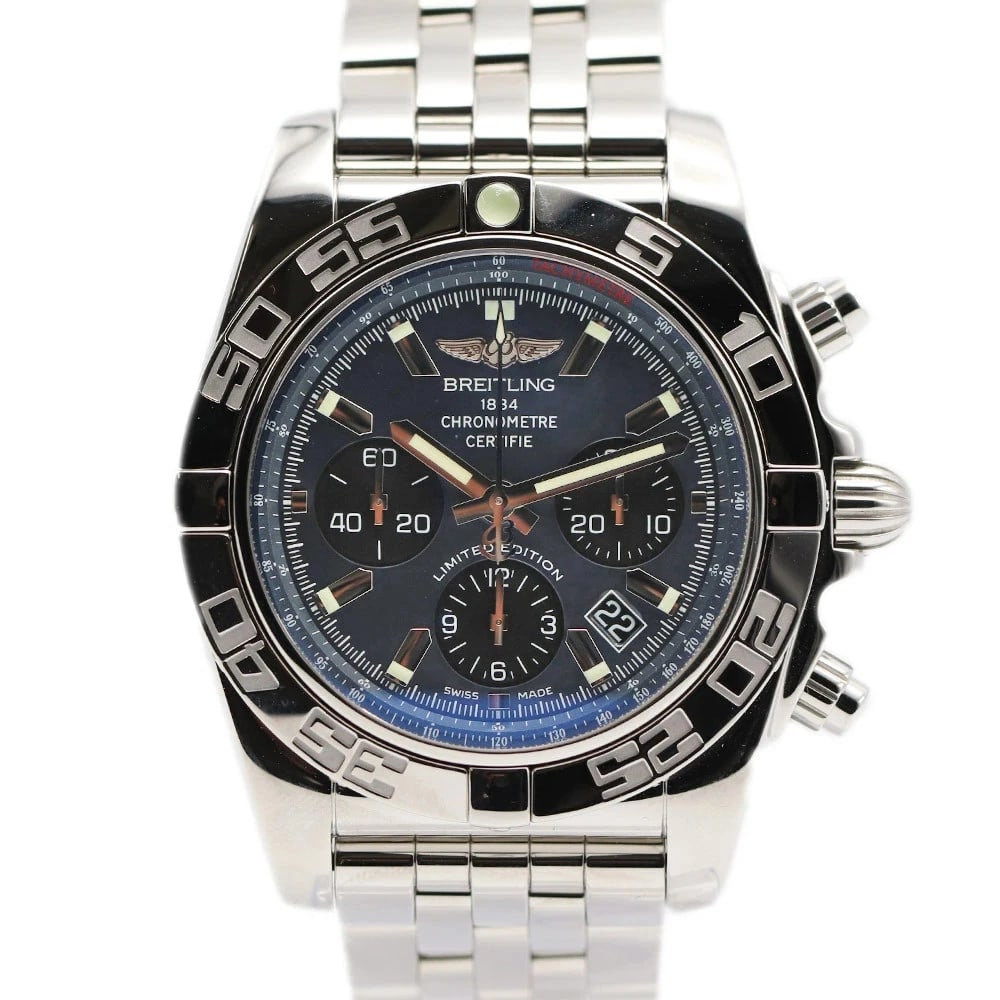 BREITLING CHRONOMAT BLUE WATCH: BREITLING Chronomat Blue Watch Brand: BREITLING Type: Wristwatch Material: Band MaterialSs (Stainless Steel), Band MaterialSs (Stainless Steel), Case MaterialCase MaterialN/A Color: blue Size: