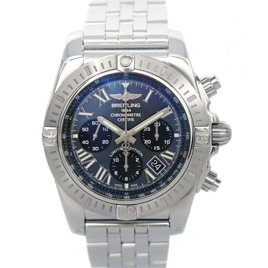 BREITLING CHRONOMAT BLUE WATCH: BREITLING Chronomat Blue Watch Brand: BREITLING Type: Wristwatch Material: Band MaterialSs (Stainless Steel), Band MaterialSs (Stainless Steel), Case MaterialCase MaterialN/A Color: blue Size: Wri