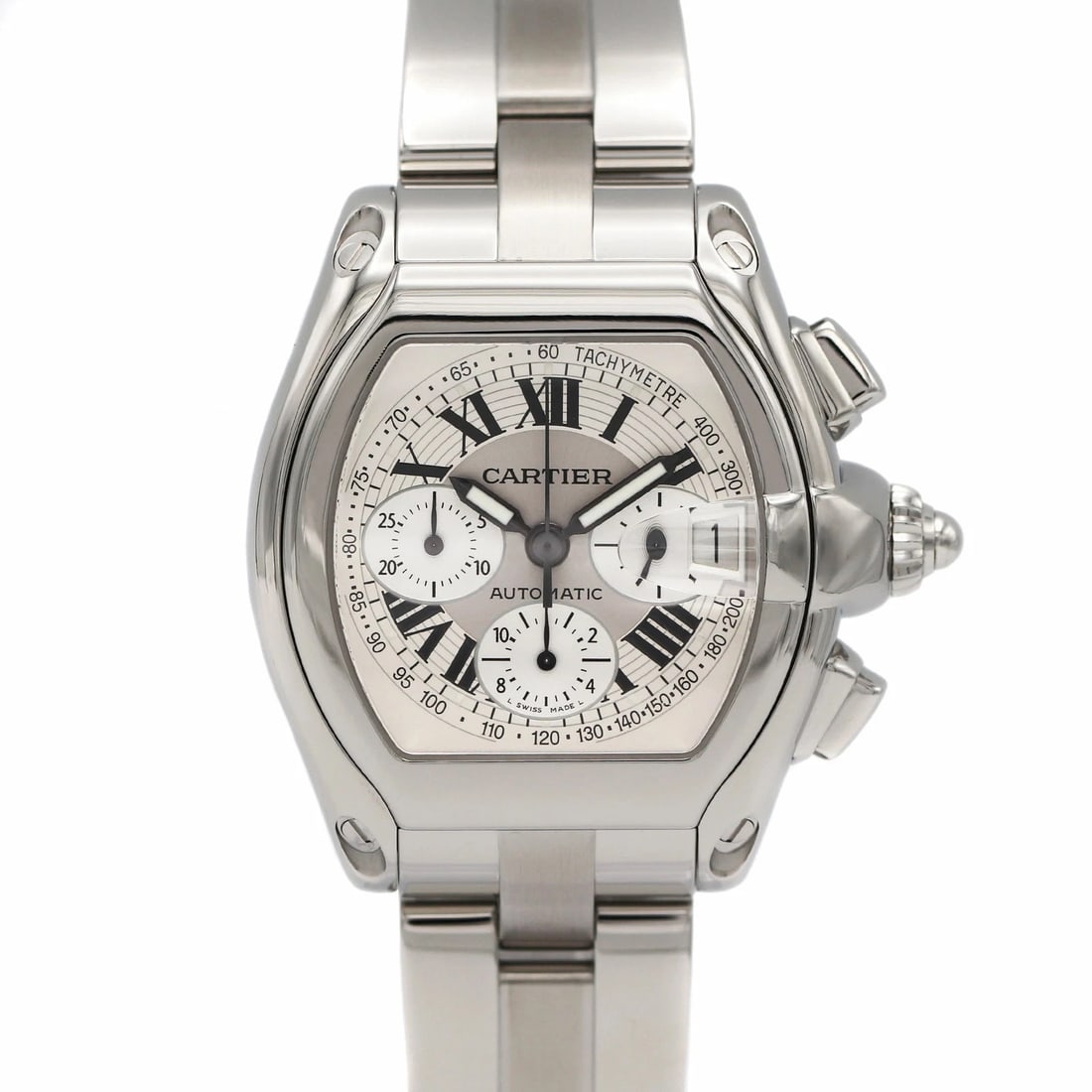 CARTIER ROADSTER CHRONOGRAPH SILVER WATCH: CARTIER Roadster Chronograph Silver Watch Brand: CARTIER Type: Wristwatch Material: Band MaterialSs (Stainless Steel), Band MaterialSs (Stainless Steel), Case MaterialCase MaterialN/A Color: