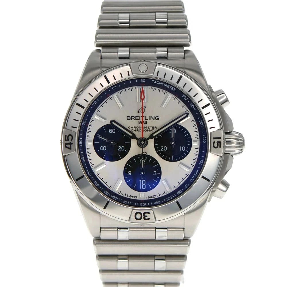 BREITLING CHRONOMAT SILVER WATCH: BREITLING Chronomat Silver Watch Brand: BREITLING Type: Wristwatch Material: Band MaterialSs (Stainless Steel), Band MaterialSs (Stainless Steel), Case MaterialCase MaterialN/A Color: silver Size: