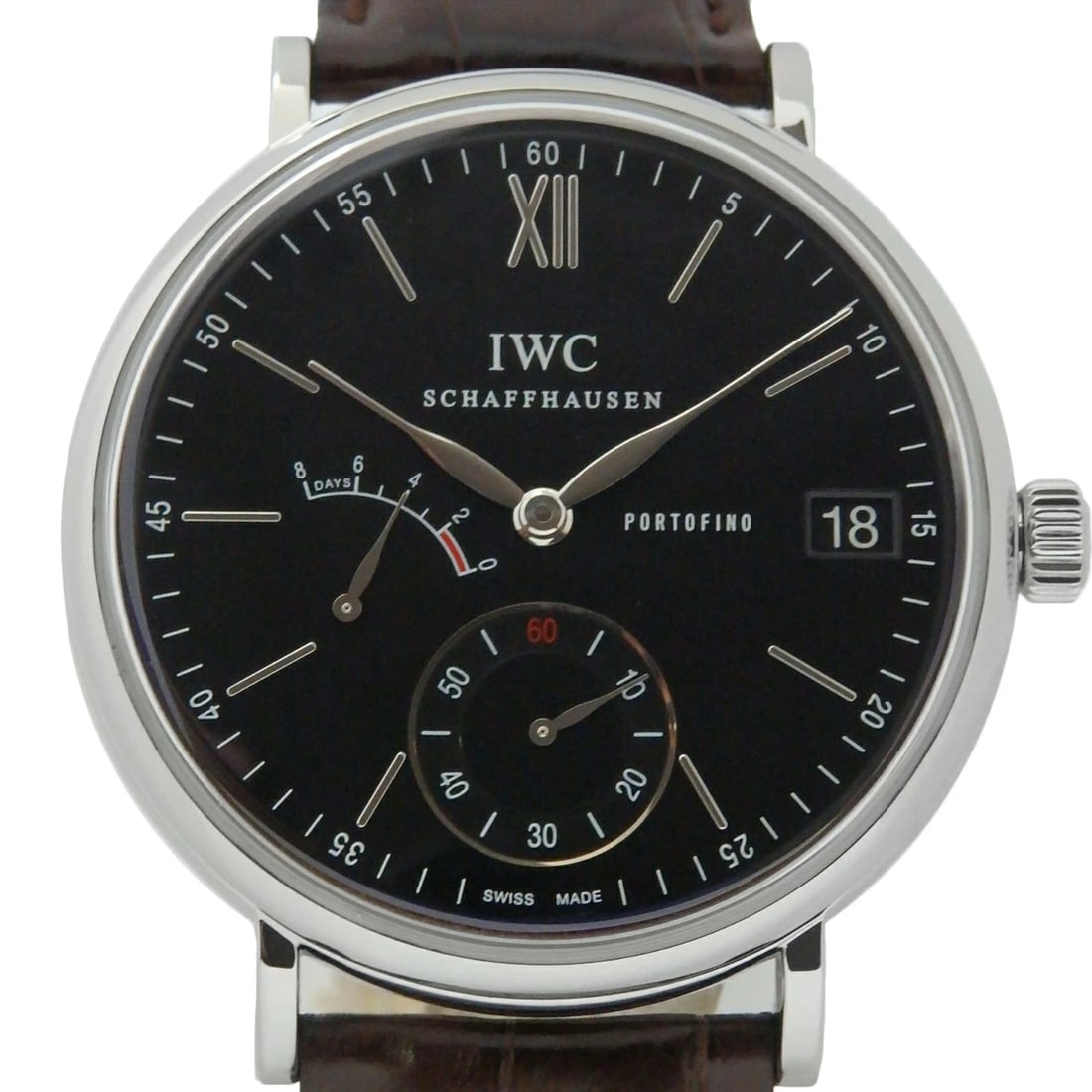 IWC PORTOFINO WATCH: IWC Portofino Watch Brand: IWC Type: Wristwatch Material: Band MaterialSs/Leather, Band MaterialSs/Leather, Case MaterialCase MaterialN/A Color: none Size: Wrist Size13.5-17cm, Case Size45mm 