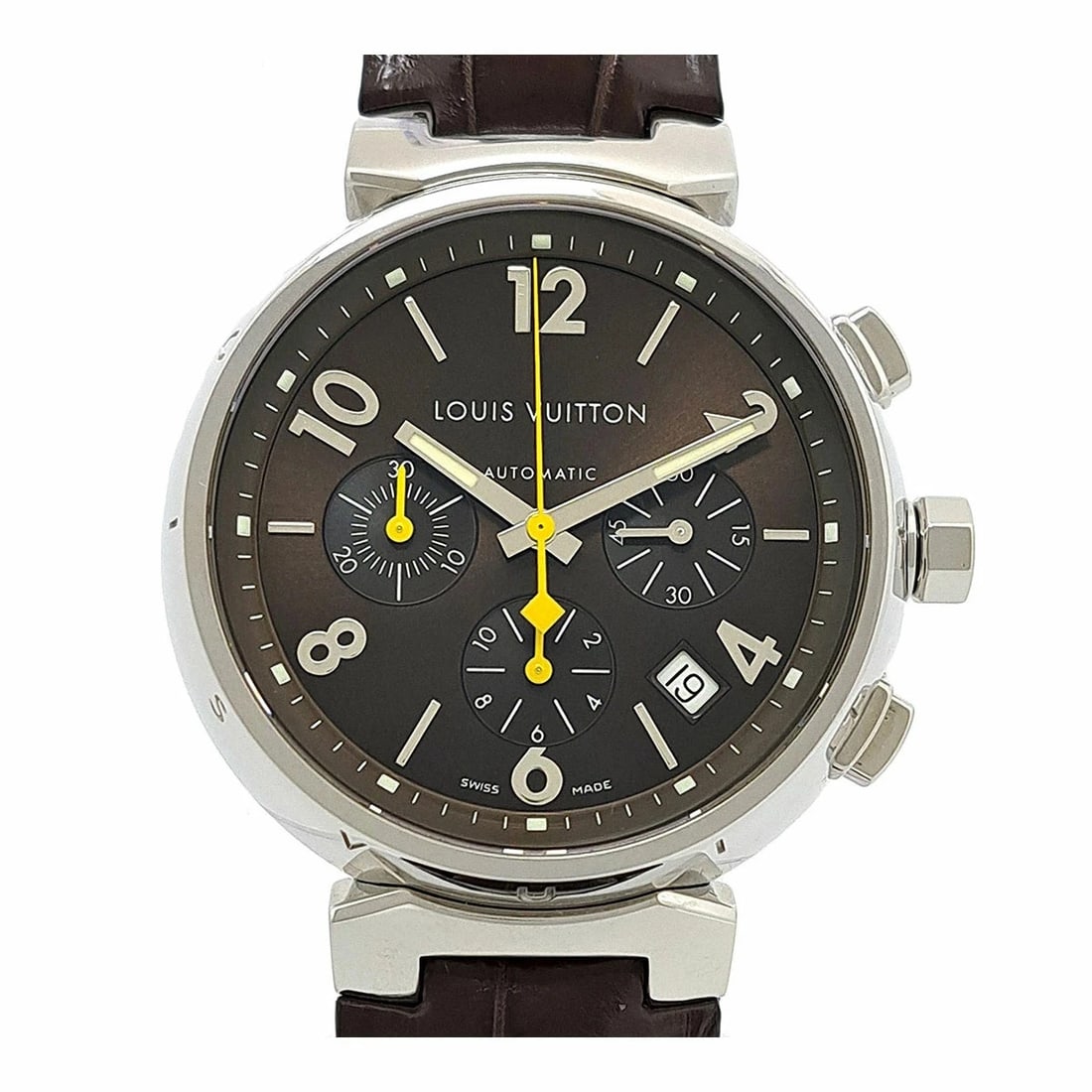 LOUIS VUITTON TAMBOUR CHRONOGRAPH BROWN WATCH: LOUIS VUITTON Tambour Chronograph Brown Watch Brand: LOUIS VUITTON Type: Wristwatch Material: Band MaterialStainless Steel, Band MaterialStainless Steel, Case MaterialCase MaterialN/A Color: