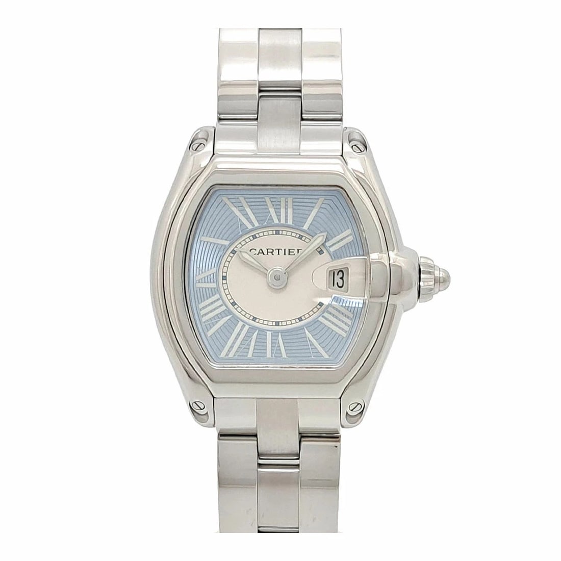 CARTIER ROADSTER BLUE WATCH: CARTIER Roadster Blue Watch Brand: CARTIER Type: Wristwatch Material: Band MaterialStainless Steel, Band MaterialStainless Steel, Case MaterialCase MaterialN/A Color: blue Size: Wrist