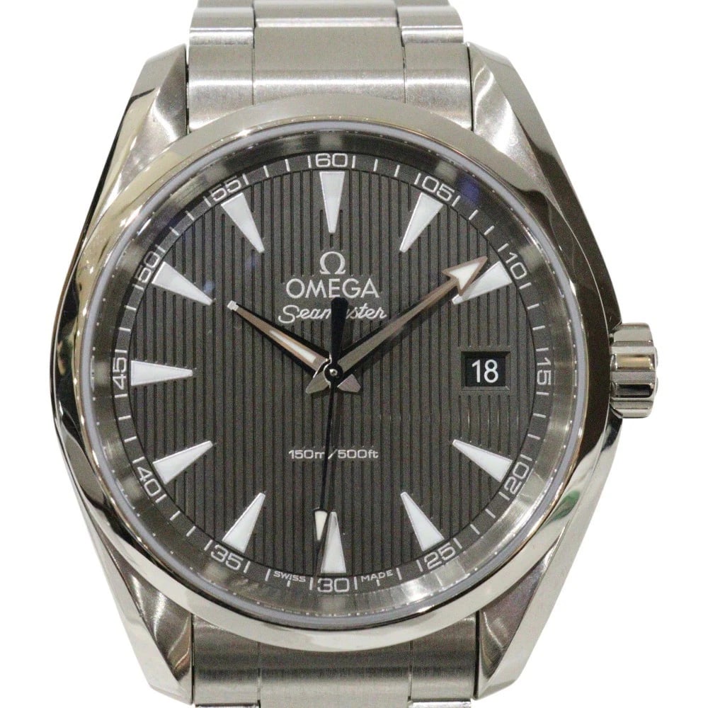 OMEGA SEAMASTER AQUA TERRA GRAY WATCH: OMEGA Seamaster Aqua Terra Gray Watch Brand: OMEGA Type: Wristwatch Material: Band MaterialStainless Steel, Band MaterialStainless Steel, Case MaterialCase MaterialN/A Color: gray Size: Wrist