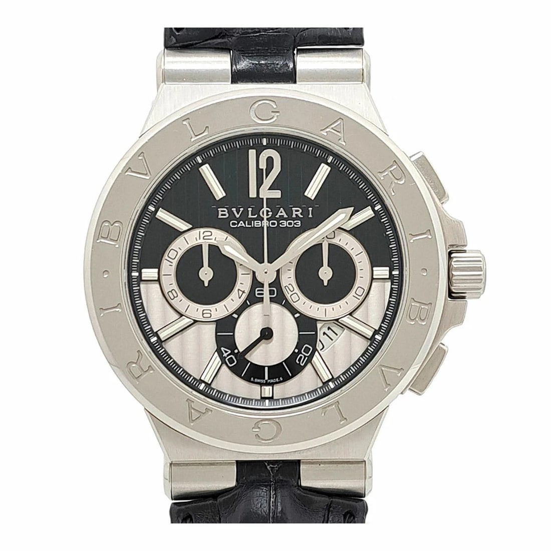 BVLGARI DIAGONO CALIBRO CHRONOGRAPH WATCH: BVLGARI Diagono Calibro Chronograph Watch Brand: BVLGARI Type: Wristwatch Material: Band MaterialStainless Steel, Band MaterialStainless Steel, Case MaterialCase MaterialN/A Color: black Size: