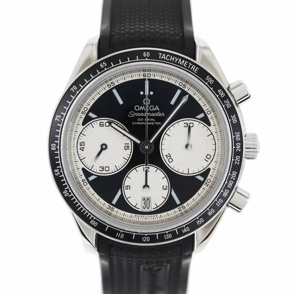 OMEGA SPEEDMASTER RACING BLACK WATCH: OMEGA Speedmaster Racing Black Watch Brand: OMEGA Type: Wristwatch Material: Band MaterialStainless Steel, Band MaterialStainless Steel, Case MaterialCase MaterialN/A Color: black Size: Wrist