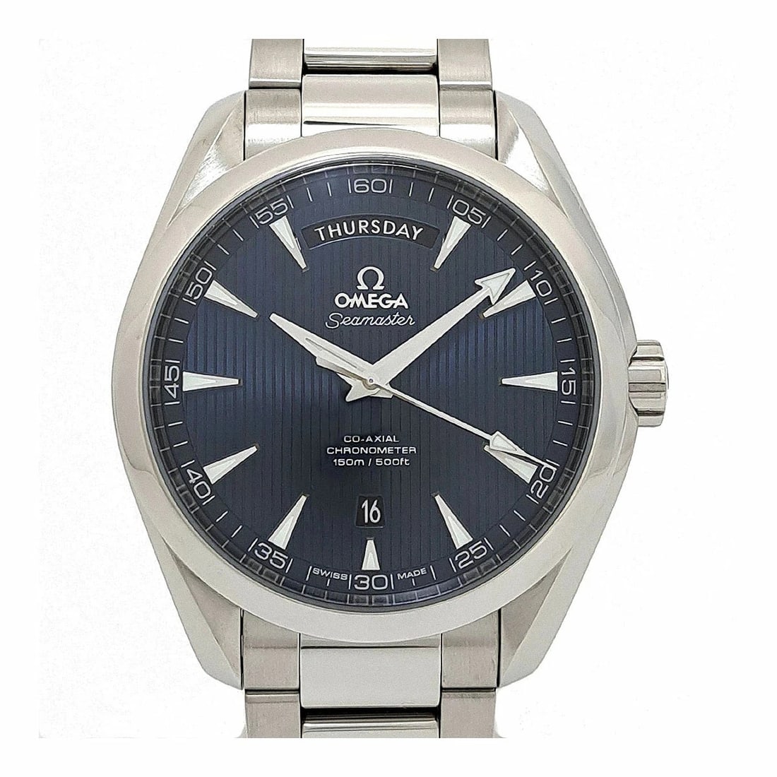 OMEGA WATCH: OMEGA Watch Brand: OMEGA Type: Wristwatch Material: Band MaterialStainless Steel, Band MaterialStainless Steel, Case MaterialCase MaterialN/A Color: navy Size: Wrist Size19cm, Case Size41mm 